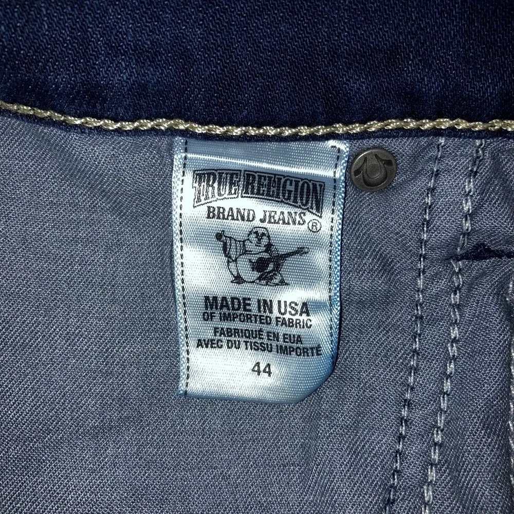 True Religion Jeans Mens 44x33 Geno Relaxed Slim Streetwear USA Denim Dark Blue